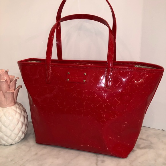 kate spade Handbags - Kate Spade ♠️ Red Patent Leather signature Tote 😎
